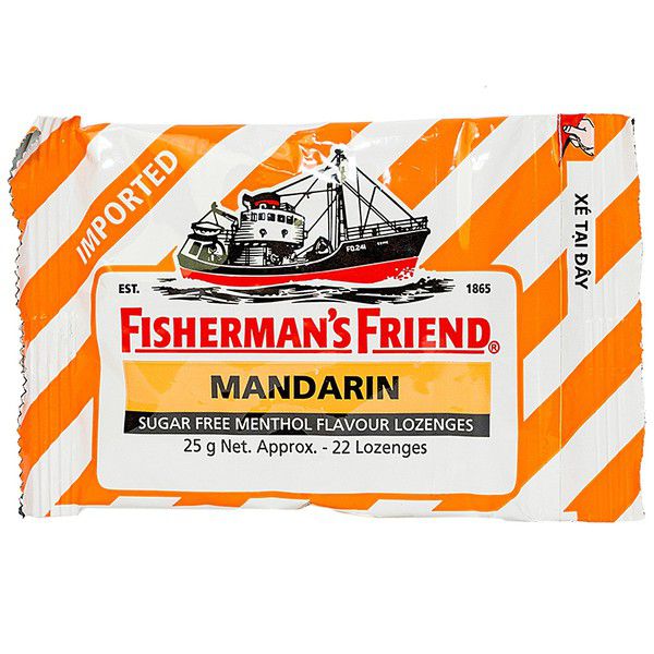 Kẹo cay con tàu không đường Fisherman’s Friend Mandarin vị quýt và Menthol