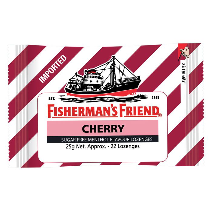 Kẹo cay Con Tàu không đường Fisherman's Friend Cherry (Vị Chery & Methol) 25G